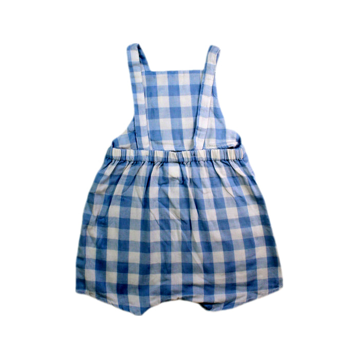 A Blue Sleeveless Rompers from Seed in size 12-18M for boy. (Back View)