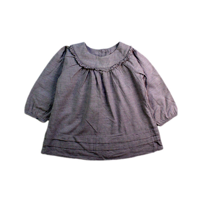A Grey Long Sleeve Dresses from The Little White Company in size 0-3M for girl. (Front View)