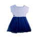 A Blue Short Sleeve Dresses from Chateau de Sable in size 4T for girl. (Front View)