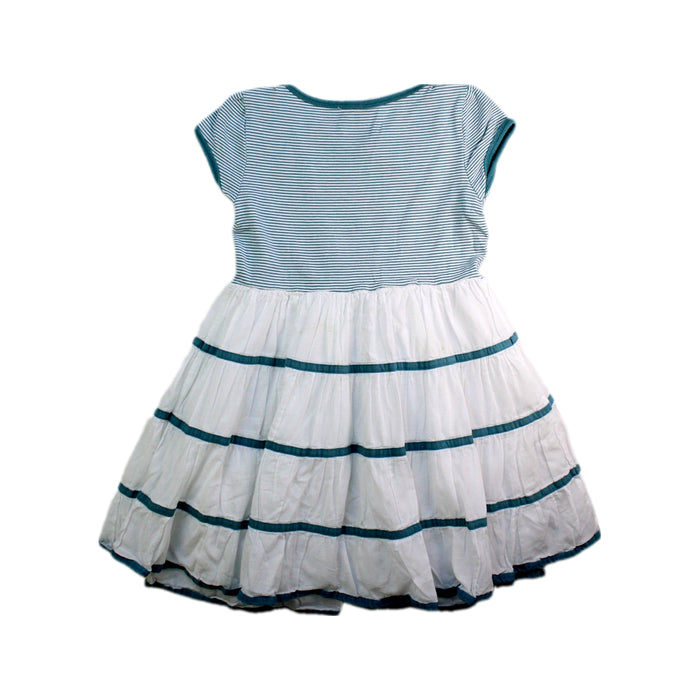 A Blue Short Sleeve Dresses from Chateau de Sable in size 4T for girl. (Back View)