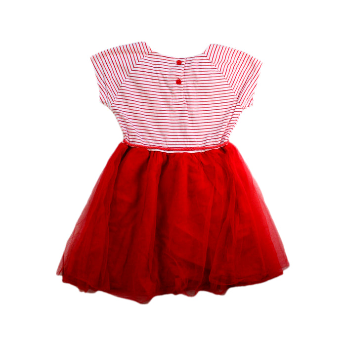 A Red Short Sleeve Dresses from Chateau de Sable in size 3T for girl. (Back View)