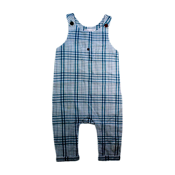 A Blue Long Overalls from Chateau de Sable in size 12-18M for boy. (Front View)