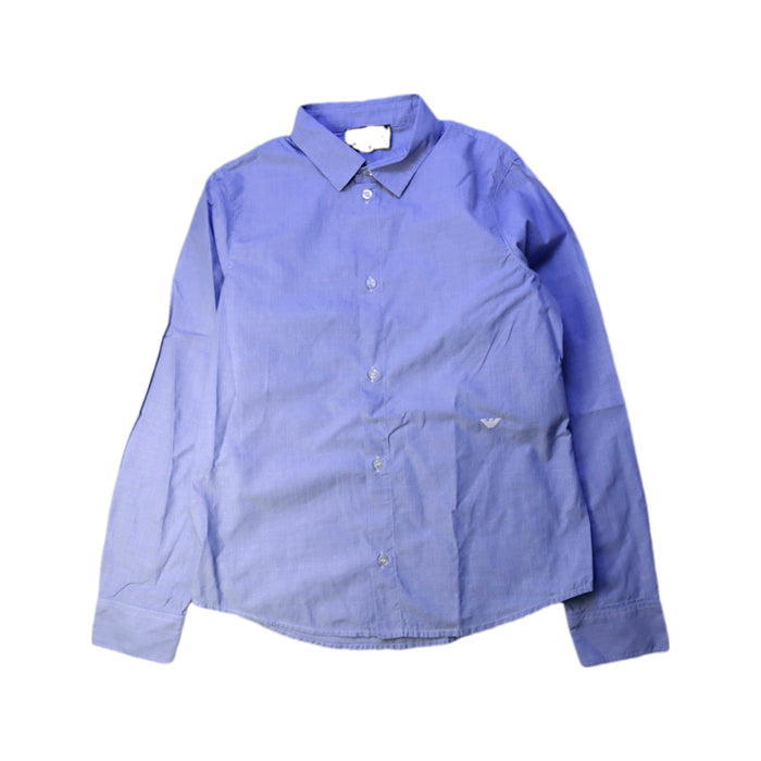 A Blue Long Sleeve Shirts from Armani in size 10Y for boy. (Front View)