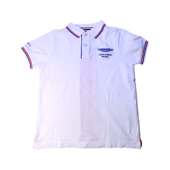 A White Short Sleeve Polos from Hackett x Aston Martin Racing in size 7Y for boy. (Front View)