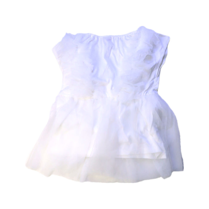 A White Sleeveless Dresses from Petit Main in size 5T for girl. (Back View)