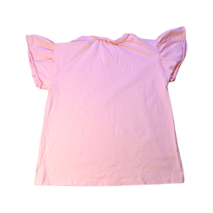 A Pink Short Sleeve Tops from Laranjinha in size 6T for girl. (Back View)