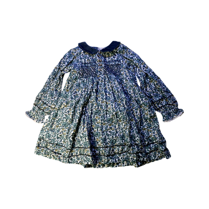 A Blue Long Sleeve Dresses from Little Cotton Clothes in size 5T for girl. (Front View)