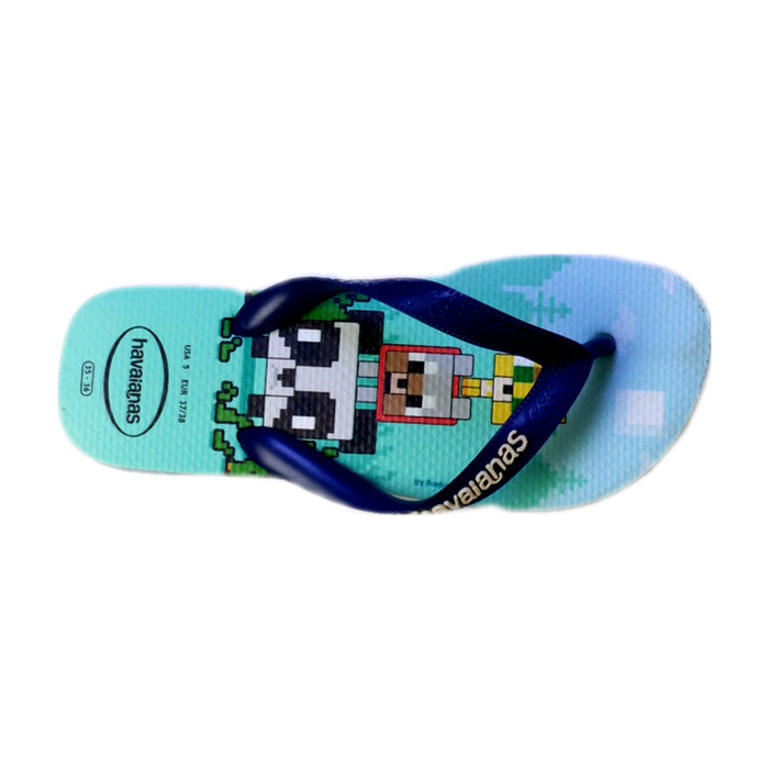 A Blue Flip Flops from Havaianas in size 12Y for boy. (Front View)