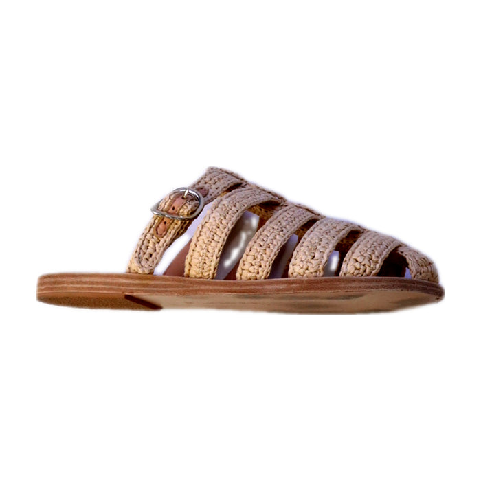 A Beige Sandals from Ancient Greek Sandals in size 11Y for girl. (Front View)