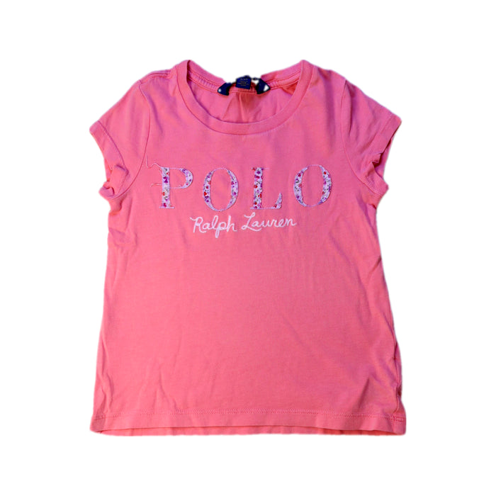 A Pink Short Sleeve T Shirts from Polo Ralph Lauren in size 4T for girl. (Front View)