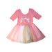 A Pink Short Sleeve Dresses from Seed in size 5T for girl. (Front View)
