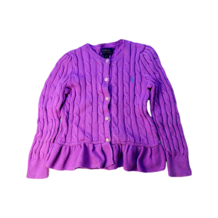 A Purple Cardigans from Polo Ralph Lauren in size 4T for girl. (Front View)