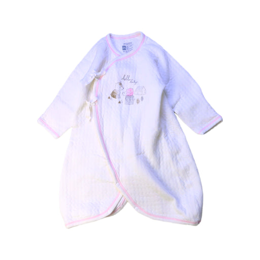 A White Sleepsacs from Mides in size 0-3M for girl. (Front View)