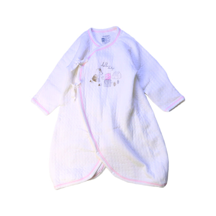 A White Sleepsacs from Mides in size 0-3M for girl. (Front View)