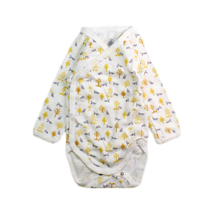A White Long Sleeve Bodysuits from Petit Bateau in size 0-3M for boy. (Front View)