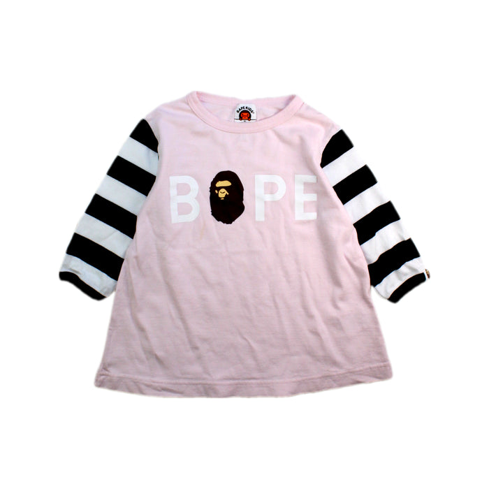 A Pink Long Sleeve T Shirts from BAPE KIDS in size 4T for girl. (Front View)