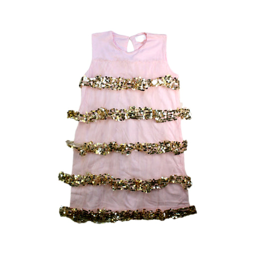 A Pink Sleeveless Dresses from Seed in size 7Y for girl. (Front View)