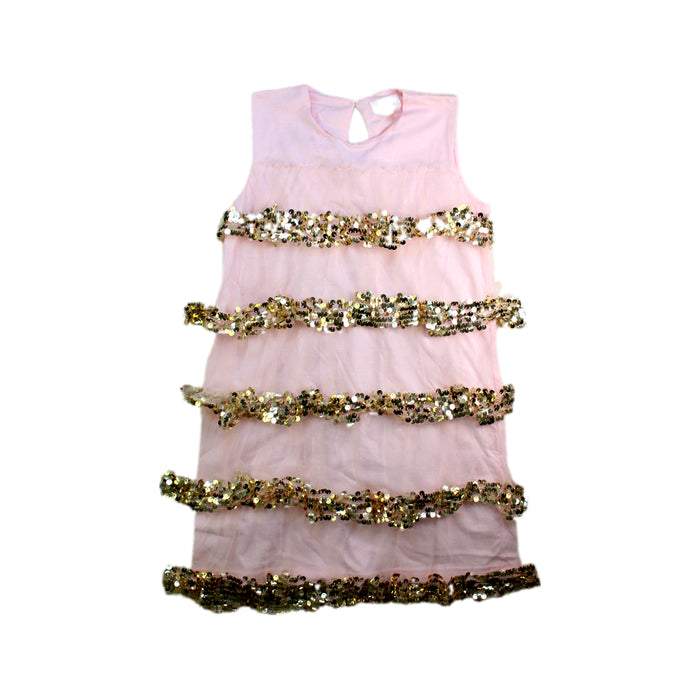 A Pink Sleeveless Dresses from Seed in size 7Y for girl. (Front View)