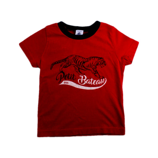 A Red Short Sleeve T Shirts from Petit Bateau in size 3T for boy. (Front View)