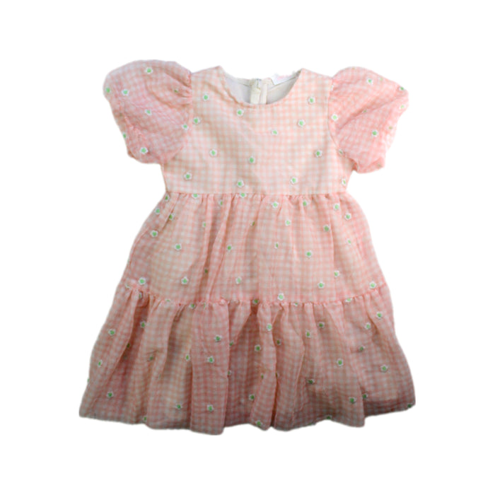 A Pink Short Sleeve Dresses from Seed in size 3T for girl. (Front View)