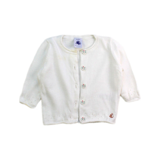 A Ivory Cardigans from Petit Bateau in size 0-3M for girl. (Front View)