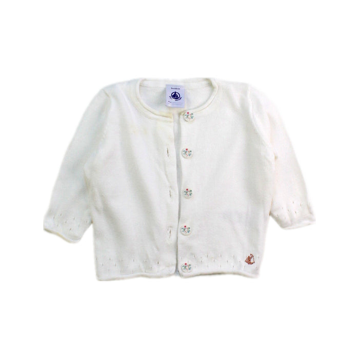 A Ivory Cardigans from Petit Bateau in size 0-3M for girl. (Front View)