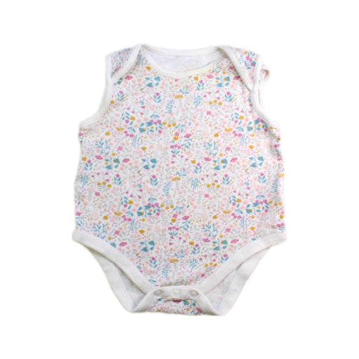 A White Sleeveless Bodysuits from Mothercare in size 3-6M for girl. (Front View)