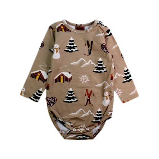 A Beige Long Sleeve Bodysuits from Hebe in size 6-12M for neutral. (Front View)
