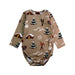 A Beige Long Sleeve Bodysuits from Hebe in size 6-12M for neutral. (Front View)