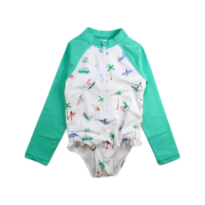 A Green Rash Guards from Janie & Jack in size 2T for girl. (Front View)