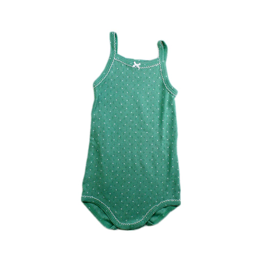 A Green Sleeveless Bodysuits from Petit Bateau in size 6-12M for girl. (Front View)
