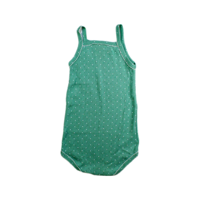 A Green Sleeveless Bodysuits from Petit Bateau in size 6-12M for girl. (Back View)