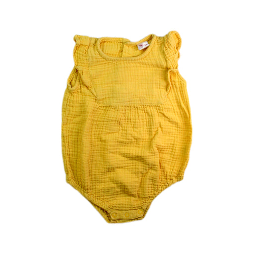 A Yellow Sleeveless Rompers from Seed in size 12-18M for girl. (Front View)