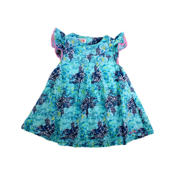 A Blue Sleeveless Dresses from La Compagnie des Petits in size 6-12M for girl. (Front View)