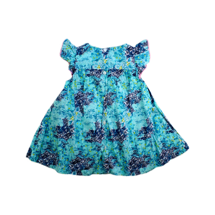 A Blue Sleeveless Dresses from La Compagnie des Petits in size 6-12M for girl. (Back View)