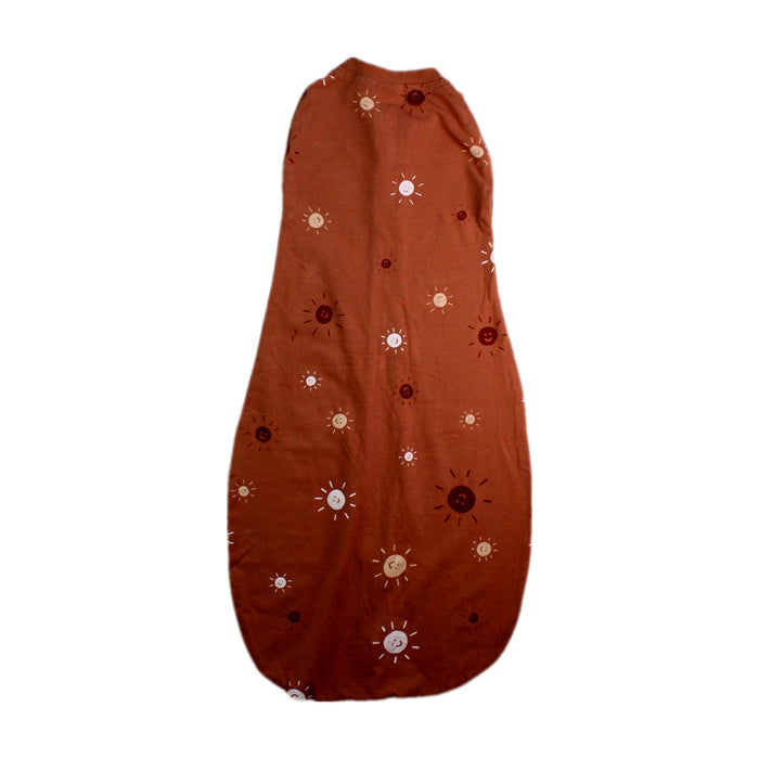 A Brown Sleepsacs from ErgoPouch in size 0-3M for neutral. (Back View)