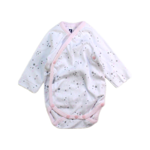 A White Long Sleeve Bodysuits from Cambrass in size 0-3M for girl. (Front View)