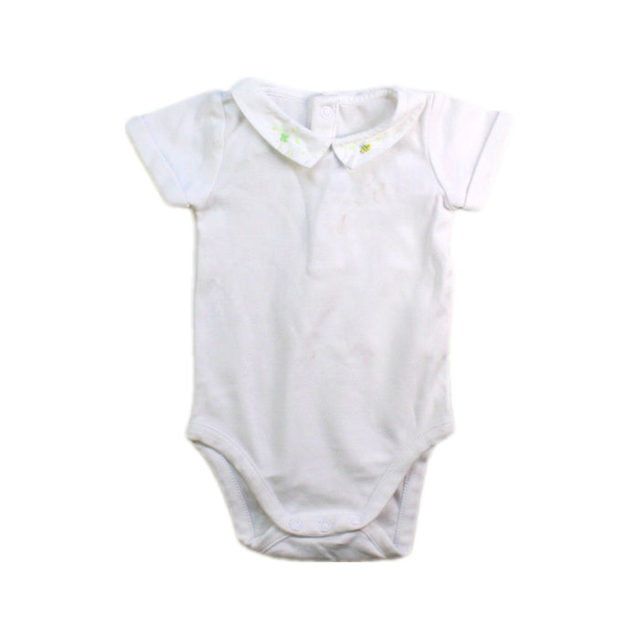 A White Short Sleeve Bodysuits from Jacadi in size 0-3M for girl. (Front View)