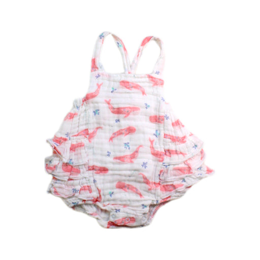 A Pink Sleeveless Rompers from Angel Dear in size 3-6M for girl. (Front View)