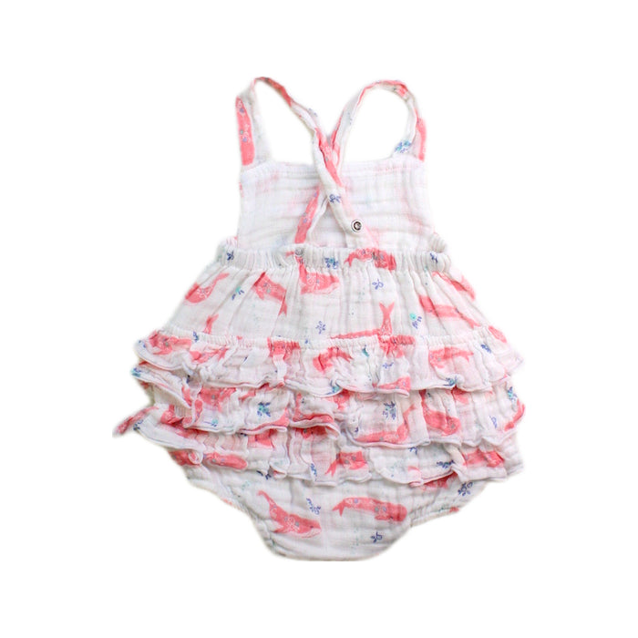 A Pink Sleeveless Rompers from Angel Dear in size 3-6M for girl. (Back View)