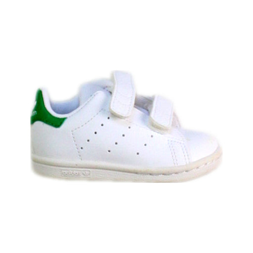 A White Sneakers from Adidas in size 12-18M for neutral. (Front View)