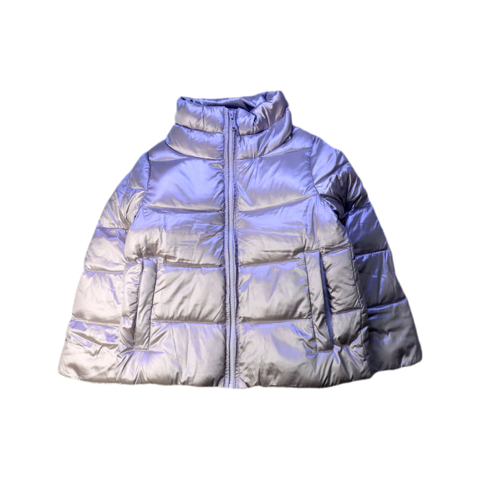 A Silver Puffer/Quilted Jackets from Bomboogie in size 6T for girl. (Front View)