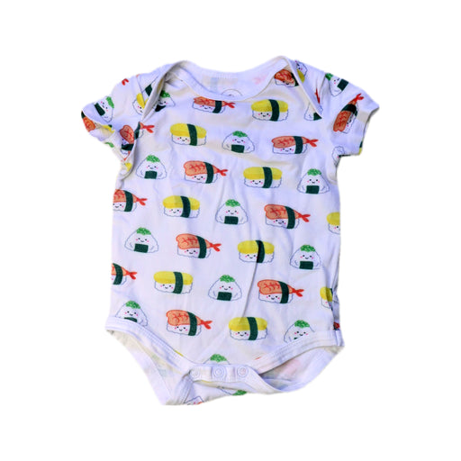 A White Short Sleeve Bodysuits from The Wee Bean in size 3-6M for girl. (Front View)