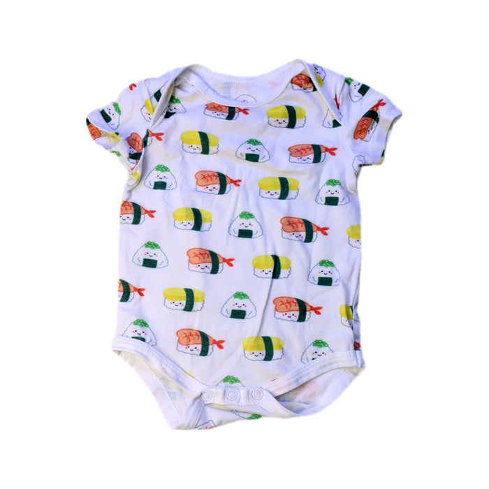 A White Short Sleeve Bodysuits from The Wee Bean in size 3-6M for girl. (Front View)