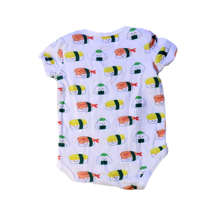 A White Short Sleeve Bodysuits from The Wee Bean in size 3-6M for girl. (Back View)