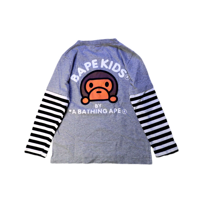 A Grey Long Sleeve T Shirts from Bape by A Bathing Ape in size 7Y for boy. (Back View)