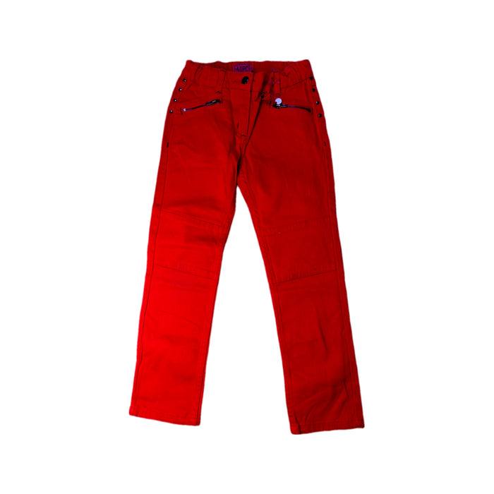 A Red Casual Pants from La Compagnie des Petits in size 6T for girl. (Front View)