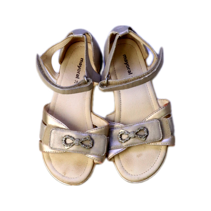 A Gold Sandals from Mayoral in size 5T for girl. (Back View)