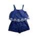 A Navy Sleeveless Rompers from Hope & Henry in size 2T for girl. (Front View)