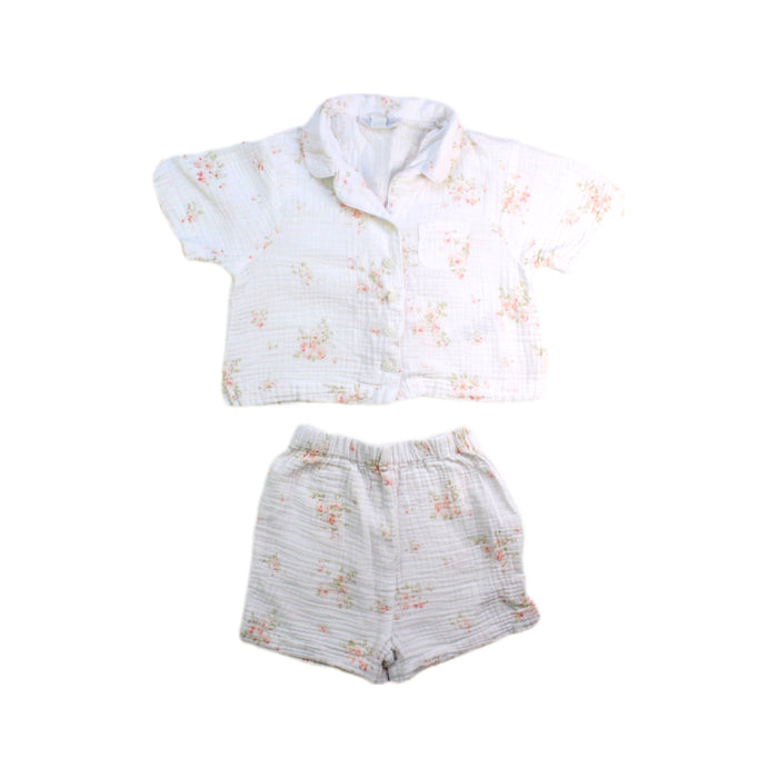 A White Shorts Sets from The Little White Company in size 12-18M for girl. (Front View)